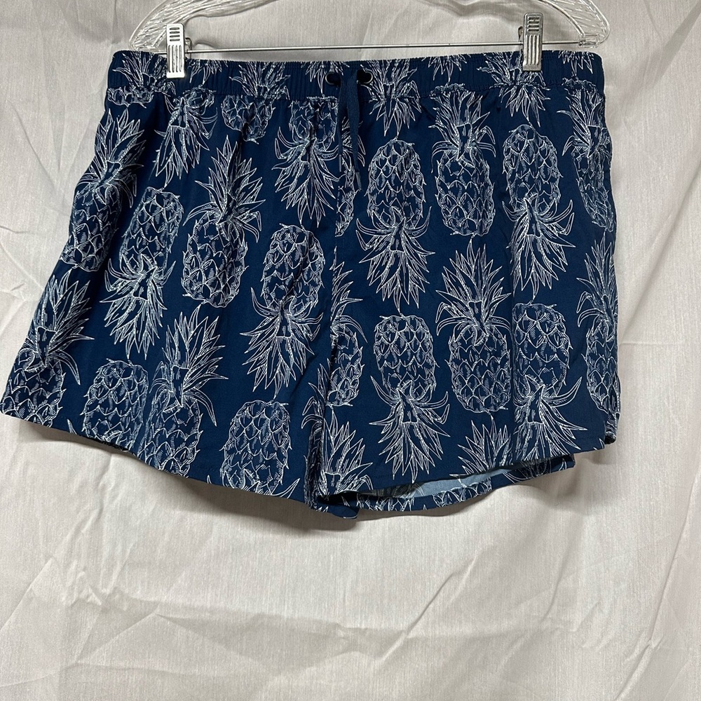 Navy Pineapple Print Men's Shorts